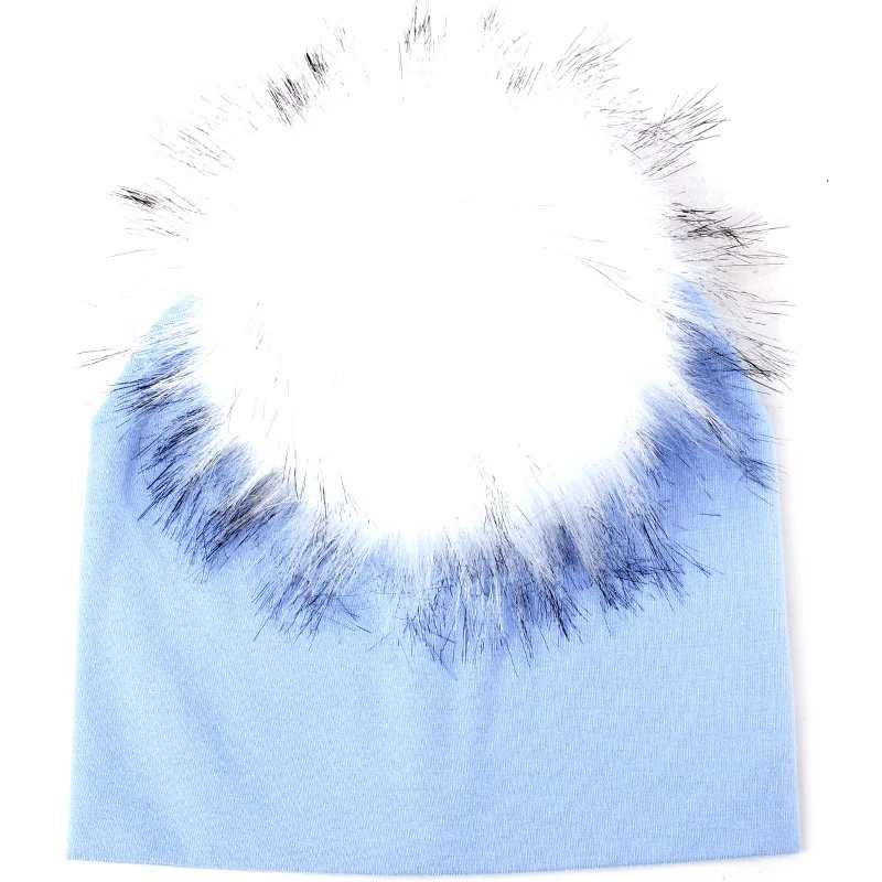 light blue 21 Geebro/Лидер продаж, однотонные шапочки для новорожденных детей, шапки с помпоном из искусственного меха, новые мягкие милые шерстяные шапки skully для девочек и мальчиков - Цвет: light blue 21