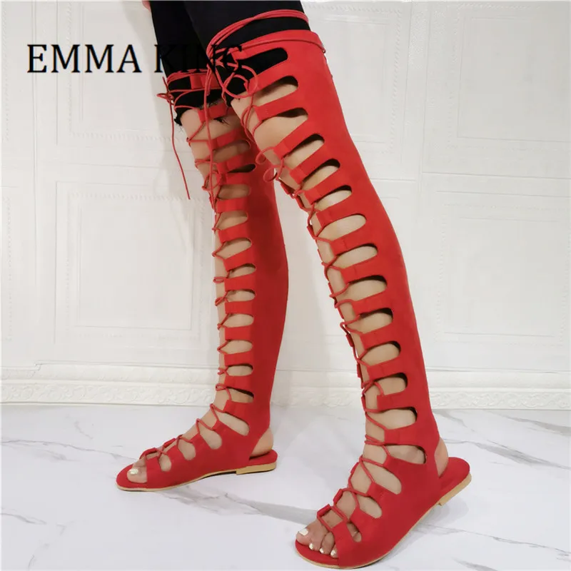 Summer Women Flat Gladiator Sandals Strappy Lace-Up Flat Sandal Boots Sexy  Hollow Out Woman Fashion Shoes Zapatos De Mujer 2021 - AliExpress
