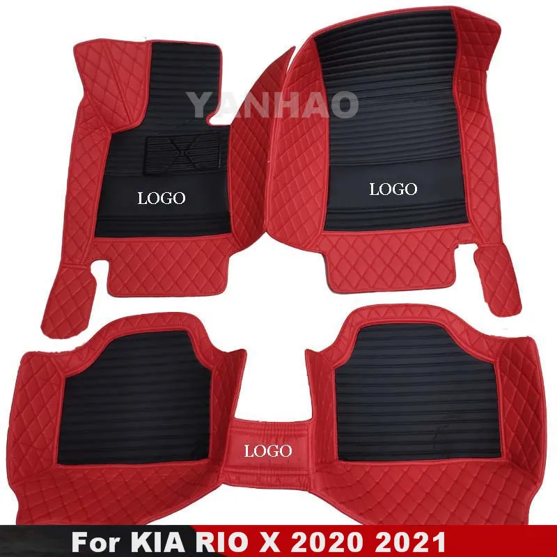 

Car Floor Mats For KIA RIO X 2020 2021 Leather Carpets Custom Auto Interior Accessories Protector Covers Decoration Rugs