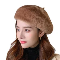 Women's Hat British Fashion Knitting Beanie Autumn Winter Flower Double-Layer Skiing Warm Beret Outdoor Accessories For L 6