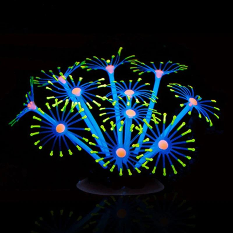 Силиконовый светящийся искусственный Коралл растения декоративное украшение для аквариума C6UE