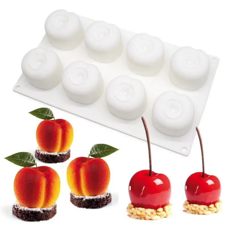 

8 Cavity Cherry Silicone Molds for Mousse Cake 3D Cake Mold for Pastry Chocolate