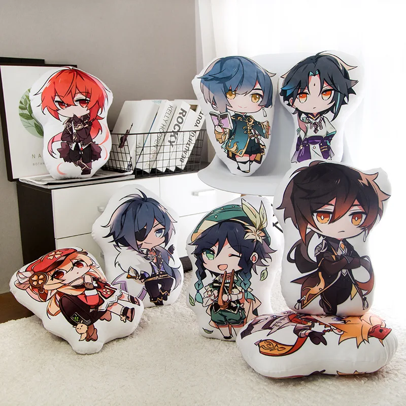 Genshin Anime Zhongli Keqing Xiao Ganyu Hutao Diluc Paimon Keli Cartoon Cosplay Plush Kwaii Impact Pillow Accessories