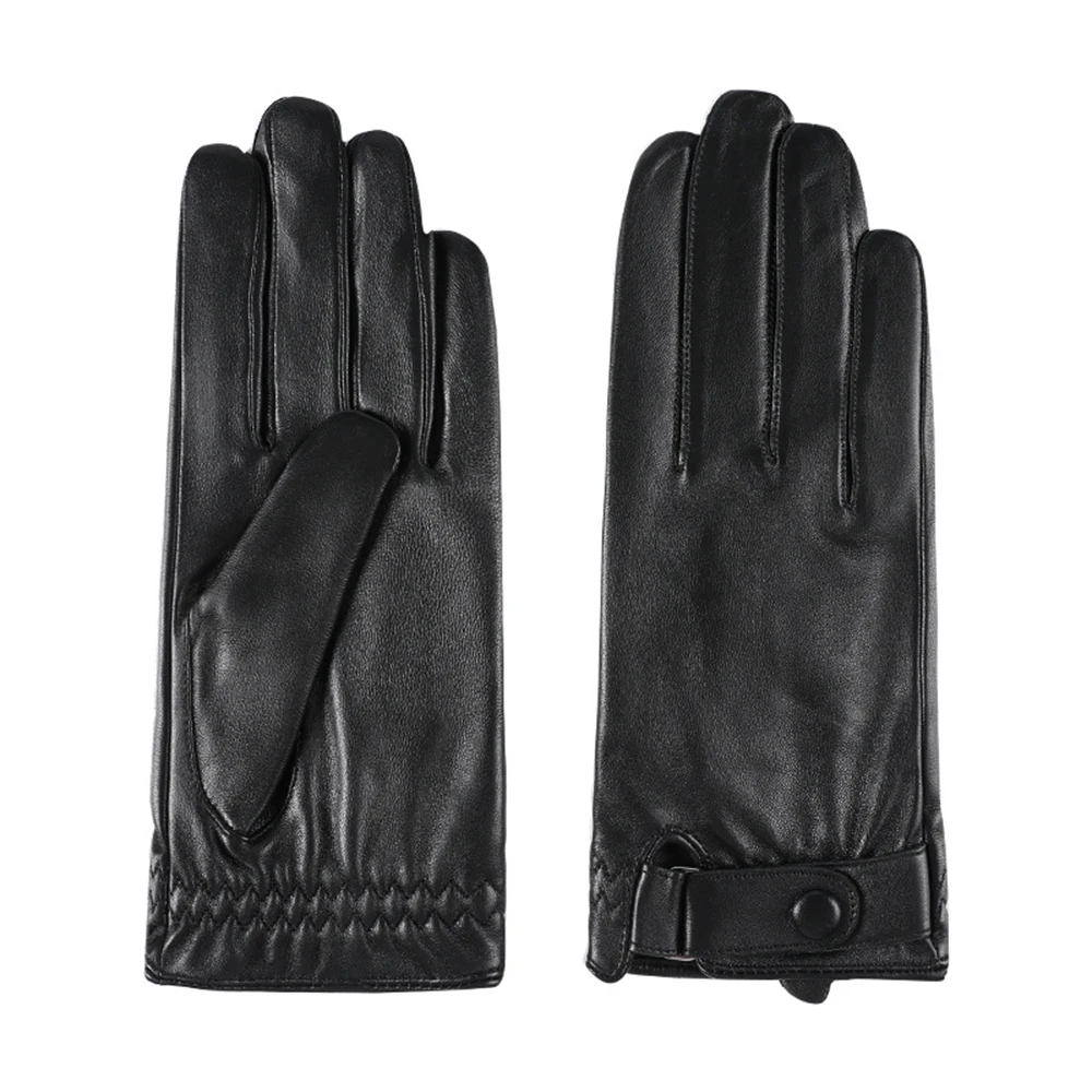 Autumn Winter 100% Geniune Sheepskin Leather Gloves Men Driving Mittens Warm Touch Screen Male Windproof S2197 warm gloves full finger gloves leather gloves male gloves