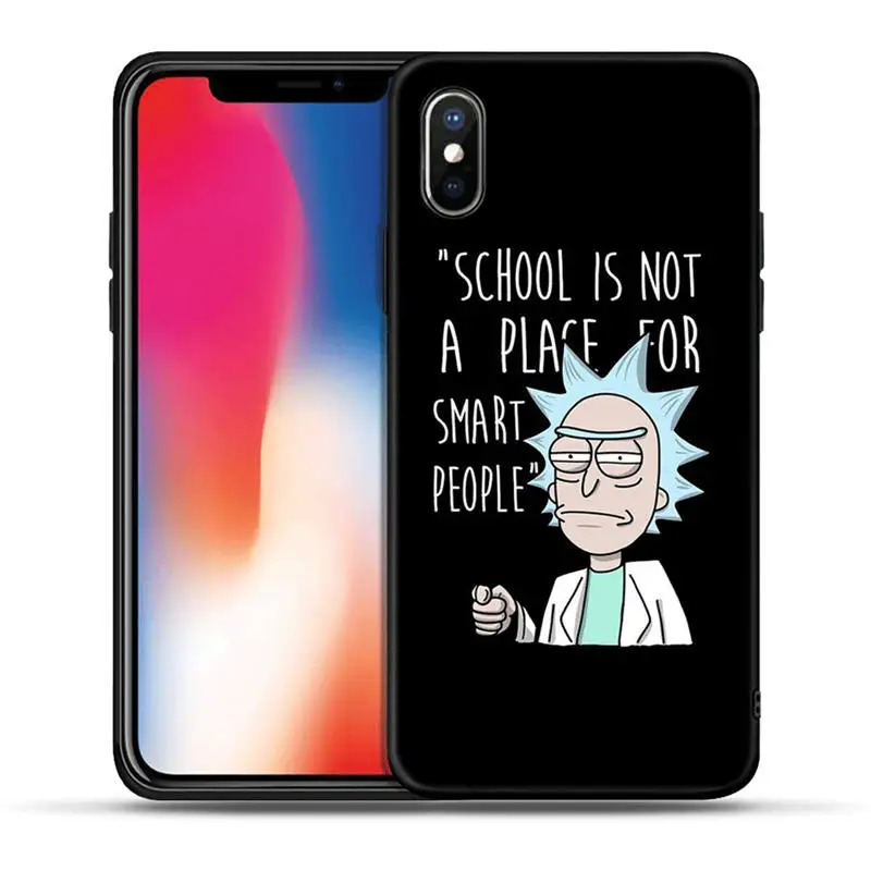 Черный мягкий чехол Rick and Morty с кошкой для iPhone 5S, SE 6 6s 7 8 plus Мягкий силиконовый чехол из ТПУ для iPhone X XR XS MAX Coque Fundas