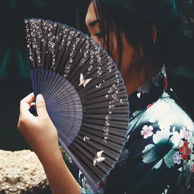 Портативный Складной вентилятор выдолбленный бамбуковый веер с кисточкой Свадебная вечеринка подарок бабочка Сакура