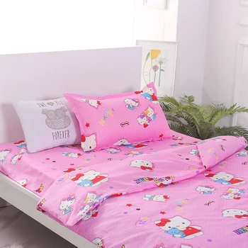 

Single Bed Set For Girls 59x79" Soft Quilt Cover Flat Sheet Pillow Sham Students Duvet Cover Set (Pink)