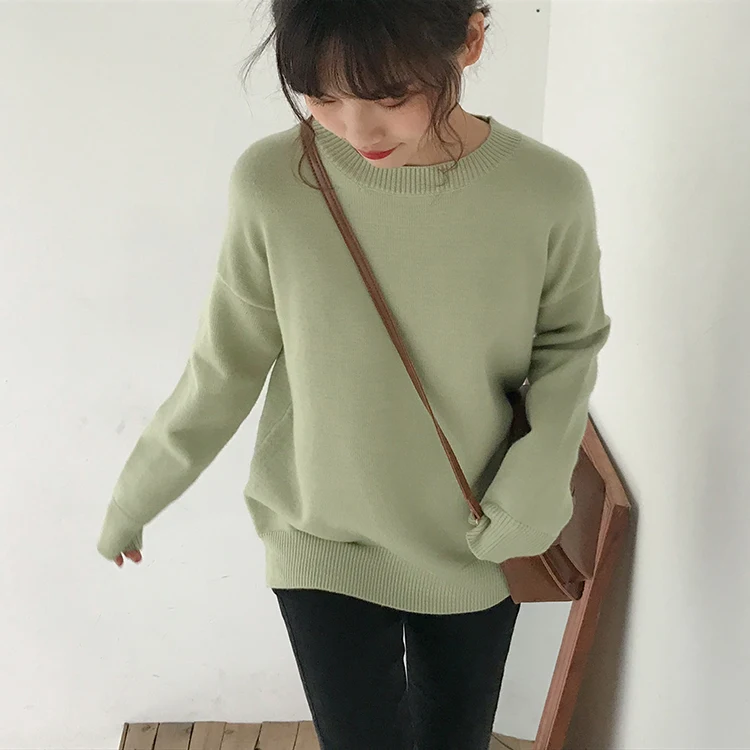 Basic Knit O-Neck Jumpers Women Sweater Casual Loose Winter Long Sleeve Sweater Women Pullovers Streetwear 2 orders
