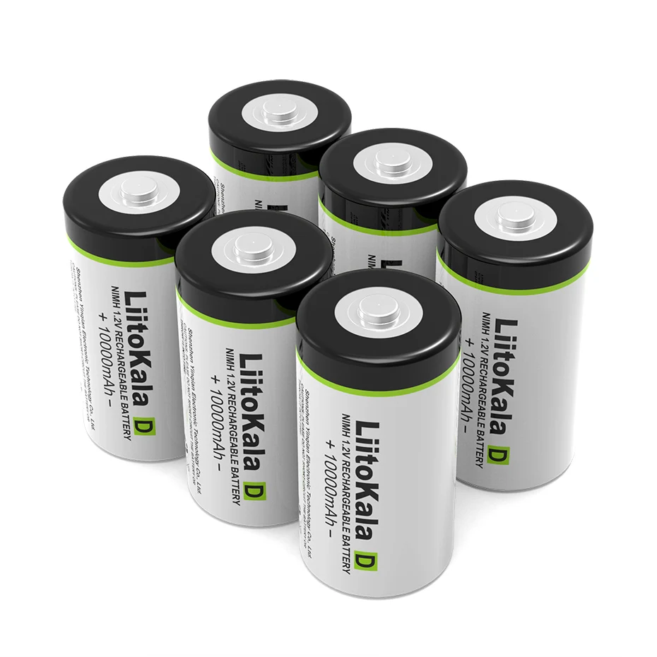 1-12PCS LiitoKala D Size Battery D Cell 10000mAh Huge Capacity Ni-MH  Rechargeable D Batteries