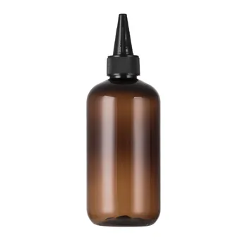 

250ml empty amber plastic bottles with pointed mouth caps ,250cc e-liquid empty jam bottle containers with lid , shower gel