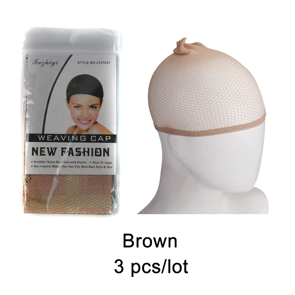 Два открытых сеток для волос, женский эластичный парик, шапка s, унисекс, чулок, парик, лайнер, шапка, снуд, нейлоновая эластичная сетка в сетках для волос, для длинных волос - Цвет: Brown 3pcs