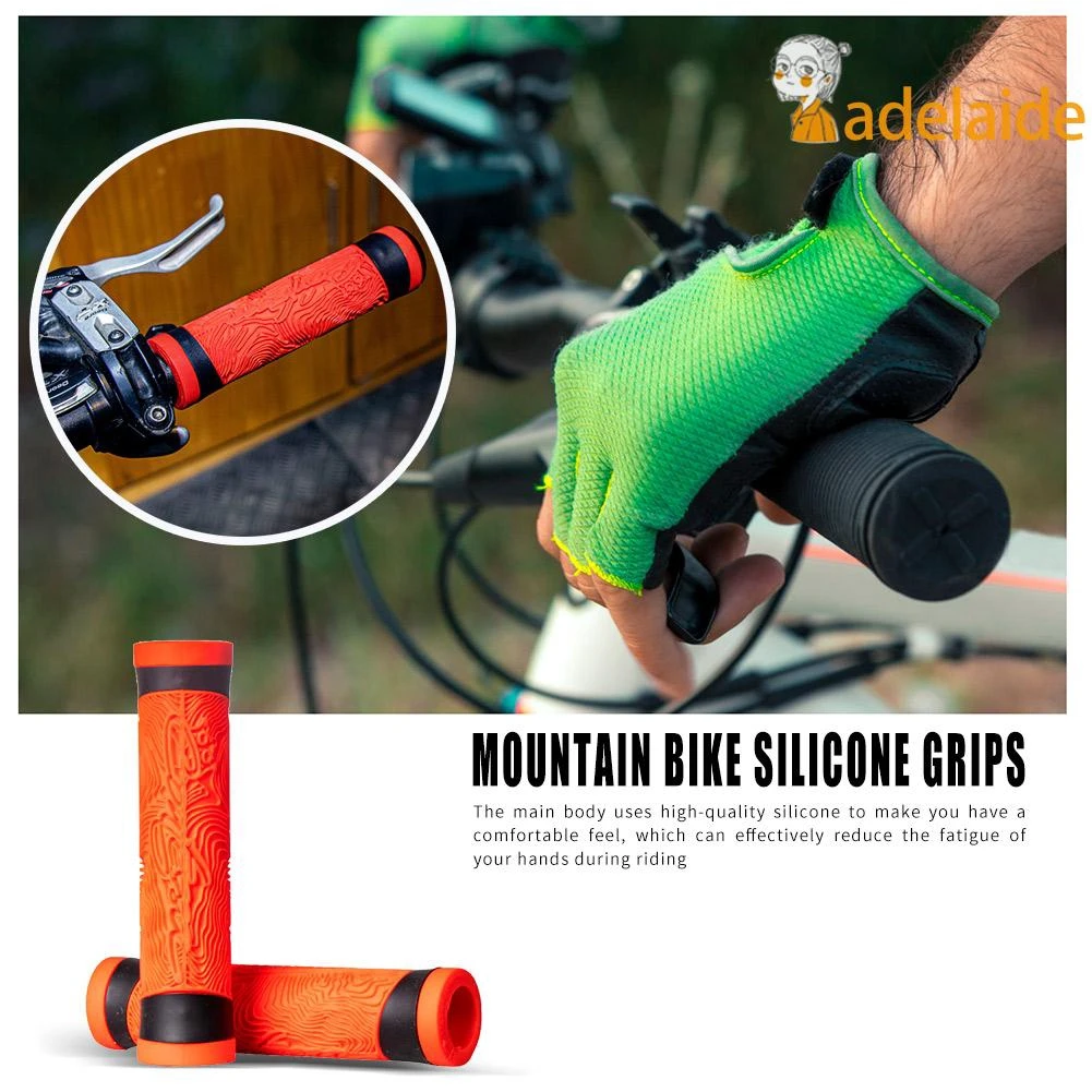 

ADELAIDE ENLEE 2pcs MTB Mountain Bike Handlebar Grip Bicycle Non-slip Silicone Cover