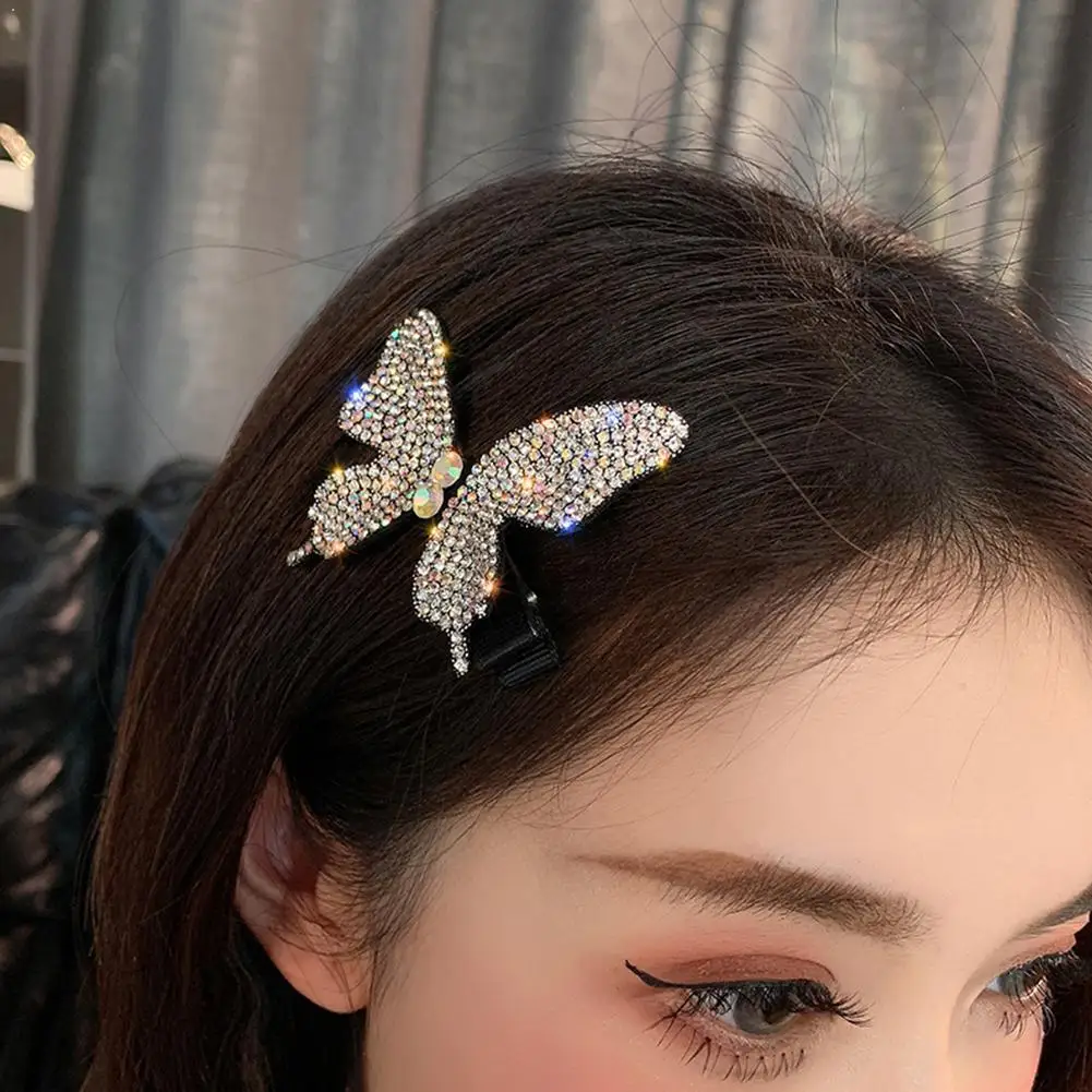 

New Fashion Luxury Shiny Rhinestones Butterfly Women Hair Clips Trendy Hairpins Wear Hair Ladies Accessories Barrettes Hair Q2G8