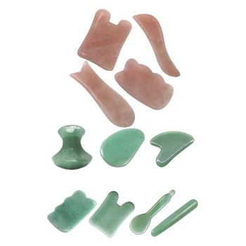 

4Pcs Natural Gua Sha Facial Scraping Massage Tool & 7Pc Natural Aventurine Jade Stone Guasha Massage Tool