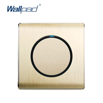 

Wallpad 2020 1 Gang 2 Way Random Click Wall Light Switch With LED Indicator Gold PC Brushed Panel For Home