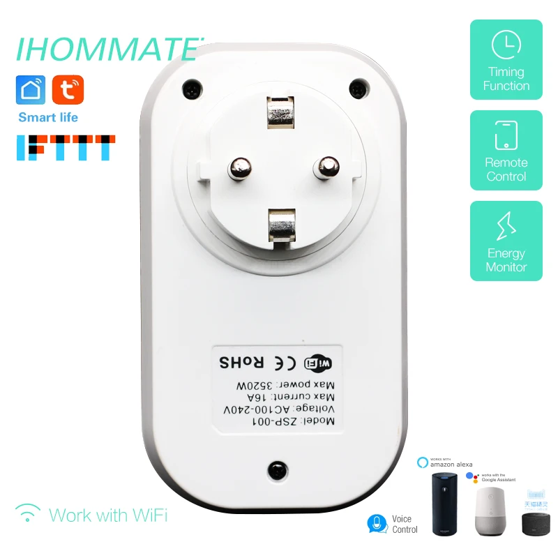 10 шт. 16A Smart life APP Wi Fi умная розетка ЕС Корея Россия вилка монитор питания умный