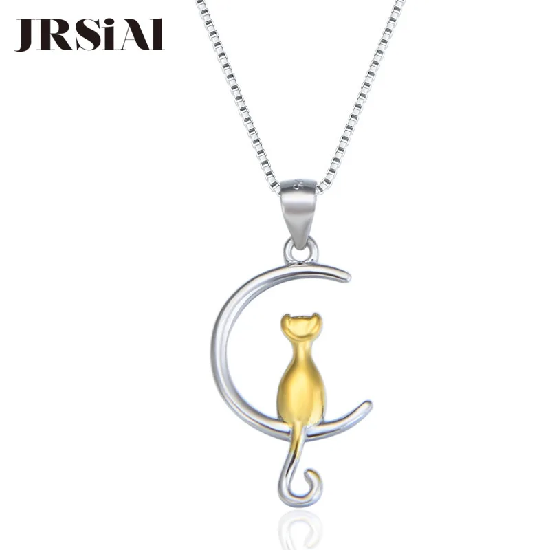 

JRSIAL Cat Shape Silver Pendant 925 Sterling Silver Fine Jewelry Zircon Pendant for Woman Fashion Necklace Pendant Jewelry