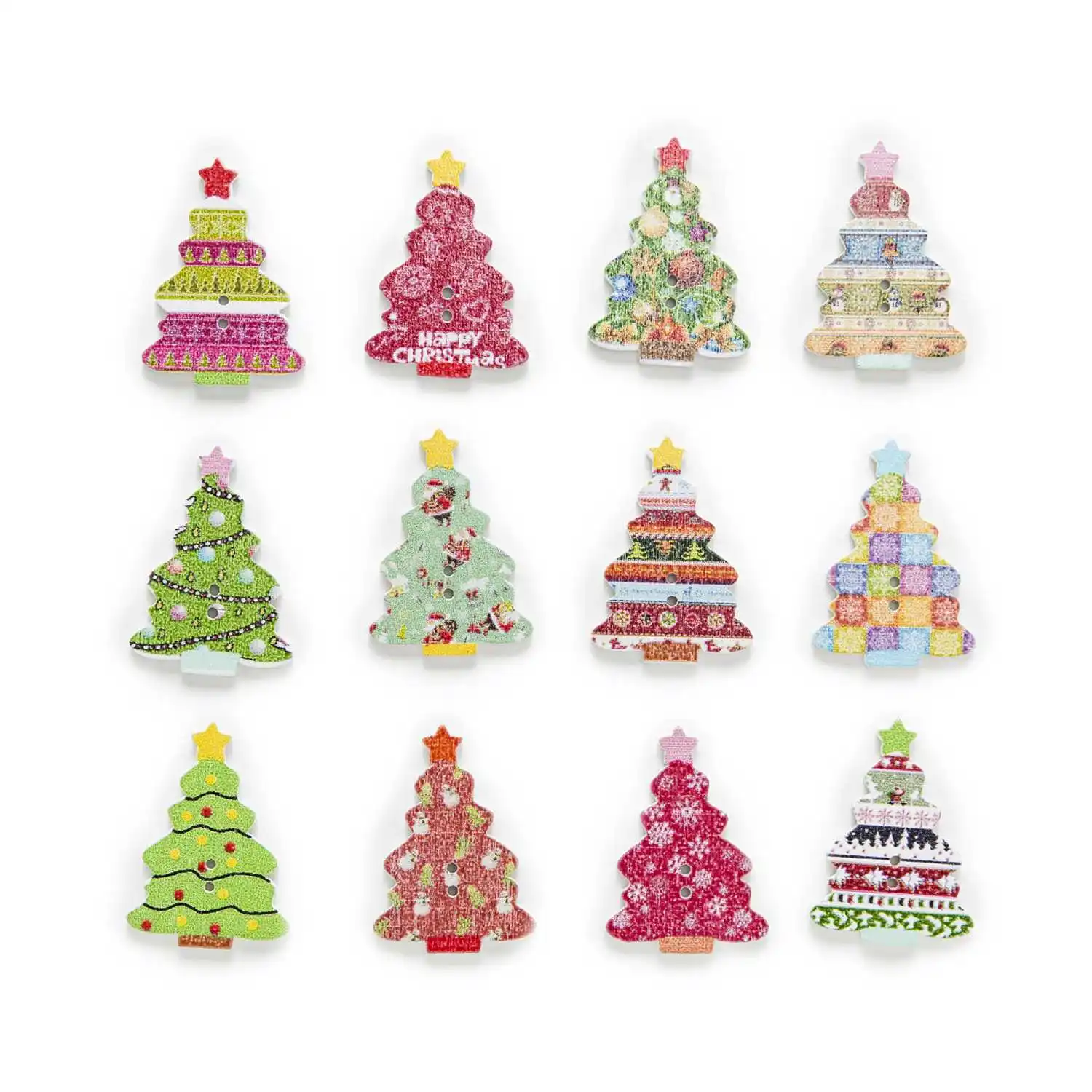 Tree B 35x25mm 30 шт. много стилей на выбор рождественские деревянные пуговицы для шитья скрапбукинга открытки для изготовления одежды аксессуары для рукоделия подарочная карта декор - Цвет: Tree B 35x25mm