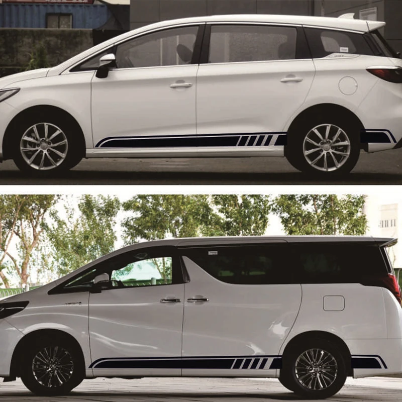 2 шт. черные двери автомобиля боковая юбка полосатые наклейки для Mercedes Benz Vito Viano Valente Metris V класс W447 W639 V260