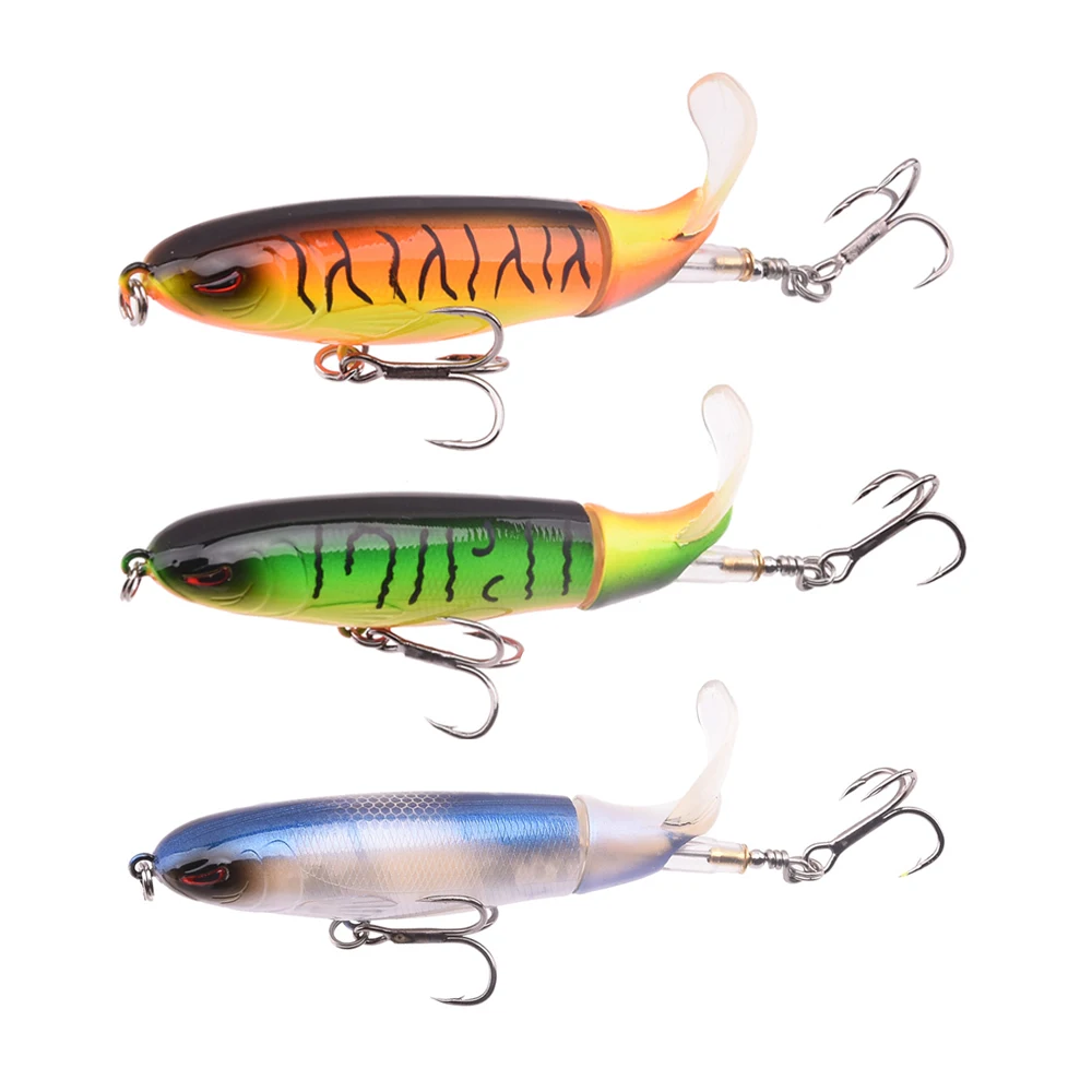 Isca de Pesca Lote Whopper Plopper 100mm 13g Flutuante Popper Lápis Artificial Duro Isca Wobbler Rotação Cauda Pesca Equipamento 3 Pçs –