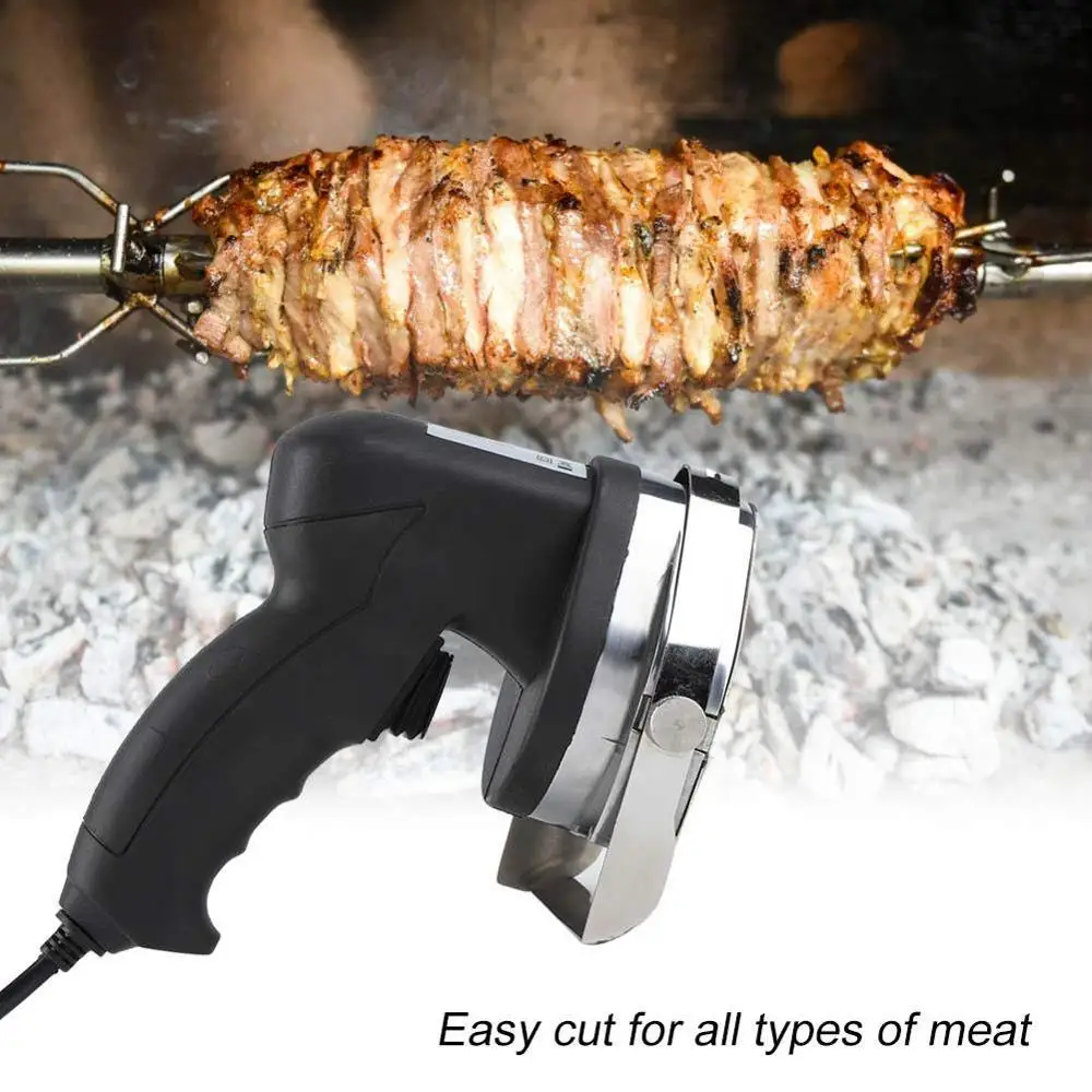 Электрическая овощерезка для барбекю, автоматический нож для кебаба Донер, Электрический слайсер для кебаба с 2 лезвиями для резки шаурмы Донер кебаба