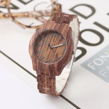 Reloj de madera de imitación para mujer, accesorio de marca de moda, de lujo, de cuero Vintage, de cuarzo, de Color