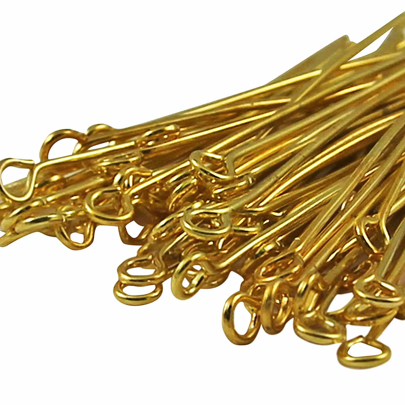 100 шт./пакет Серебряные; золотые позолоченные контакты изготовление, поиск ювелирных изделий Компоненты Mwtal штифты Eyepins Ballpins для бусины Браслеты "сделай сам" - Цвет: Eye Pins - Gold