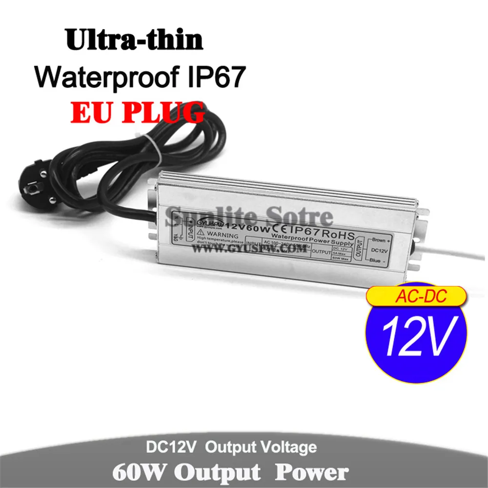 IP67 источник питания DC12V DC24V 60 Вт 72 Вт 100 Вт 120 Вт 150 Вт ЕС вилка AC DC 12 В 24 в водонепроницаемый адаптер питания для Светодиодный светильник CCTV