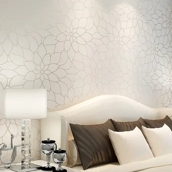 

10m x 0.53m modern minimalist solid color white lotus non-woven wallpaper for bedroom living room office kitchen wall papers h