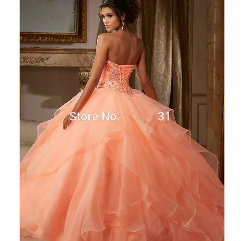Orange Quinceanera Dresses Ball Gown Sweetheart Tulle Beaded Crystals Cheap  Sweet 16 Dresses|Quinceanera Dresses| - AliExpress