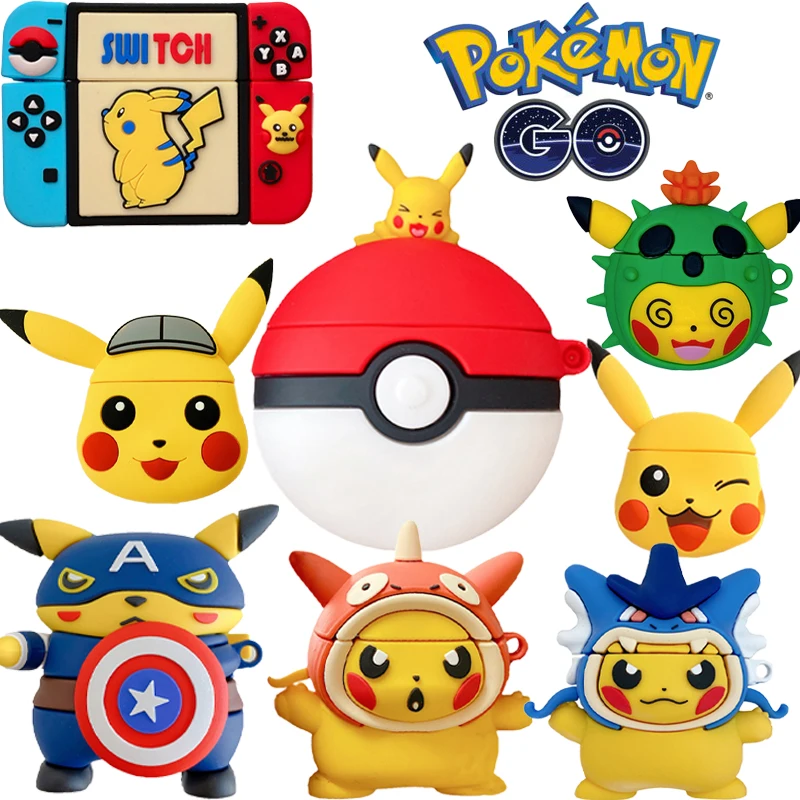 Pokemon Cartoon Kawaii Pikachu Airpods Case Wireless Bluetooth Headset Soft Protective Cover for 2/pro |