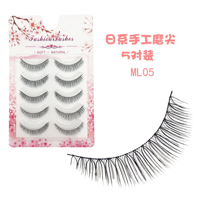 

Japanese-style 5 Pairs Mink False Eyelashes Handmade Sharpened False Eyelashes Natural Curling Wispy Lashes Extension Wholesale