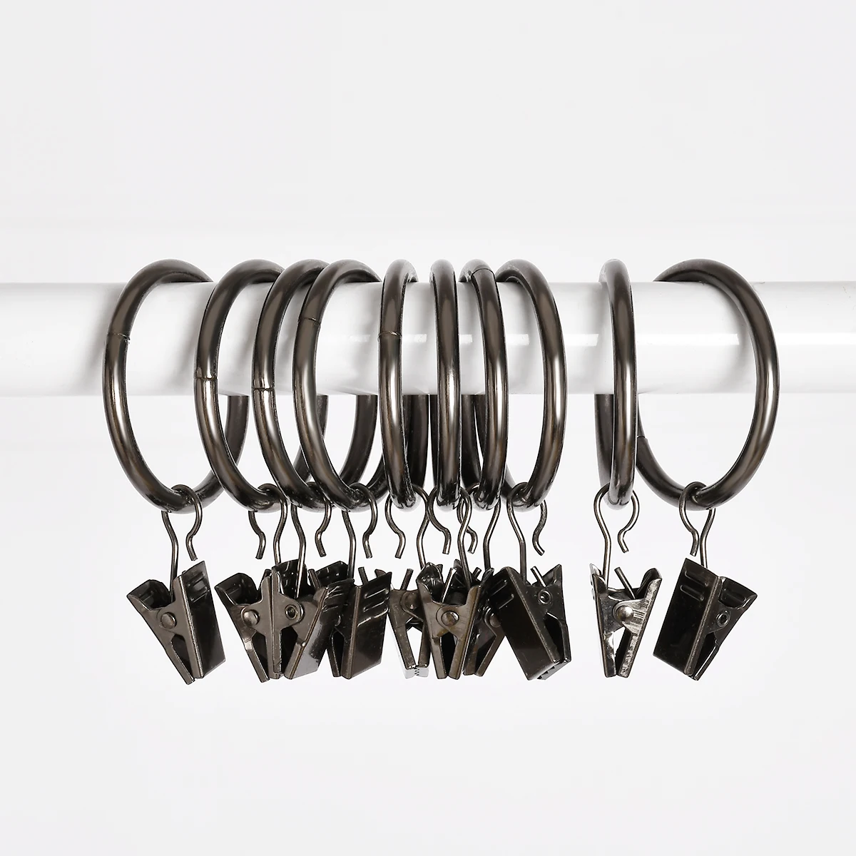 

10Pcs Curtain Rod Clips Window Shower Clamps Bath Metal Curtain Ring Hook Home Decor Clothespin Pole Buckle Accessories