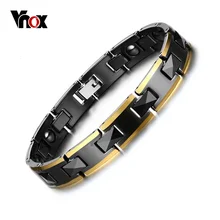 Vnox Магнитный браслет для Для мужчин энергии здоровый черной керамики Нержавеющая сталь цепи, регулируемая Размеры