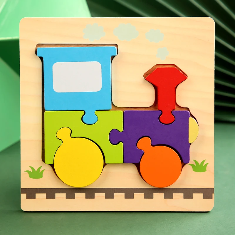 High Quality 3D Wooden Puzzles Educational Cartoon Animals Early Learning Cognition Intelligence Puzzle Game For Children Toys 32