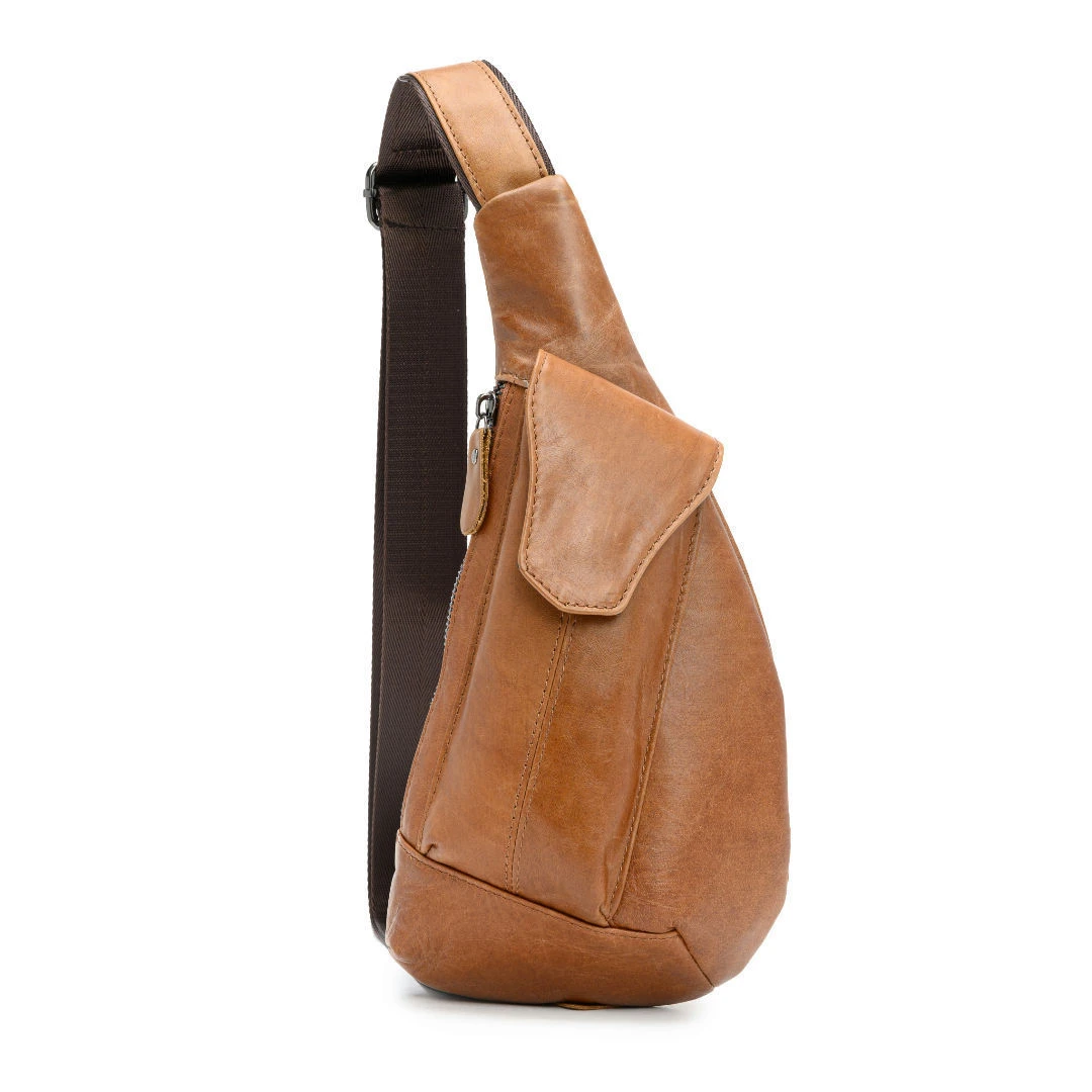 Bandolera de cuero genuino para hombre, bolso de hombro informal de viaje, bandolera cruzada, paquete pecho | - AliExpress