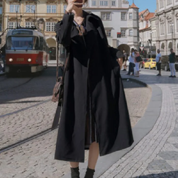 

Long Trench Coat Women's over-the-Knee Korean-style Mid-length British Style Autumn Coat Women's 2019 New Style Elegant Casual O