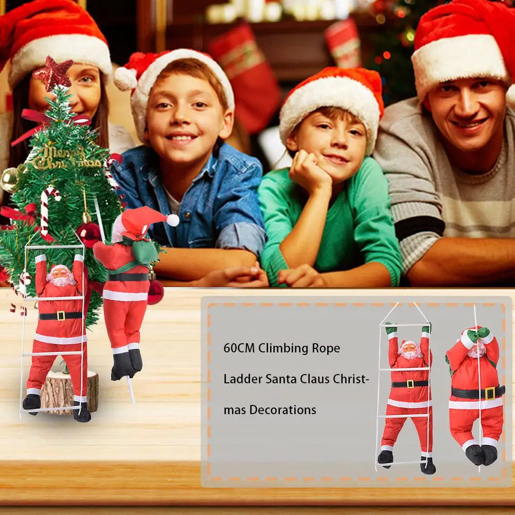 Skup 60CM lina wspinaczkowa drabina święty mikołaj wisiorek świąteczny wisząca lalka ozdoba choinkowa Outdoor Home Decor
