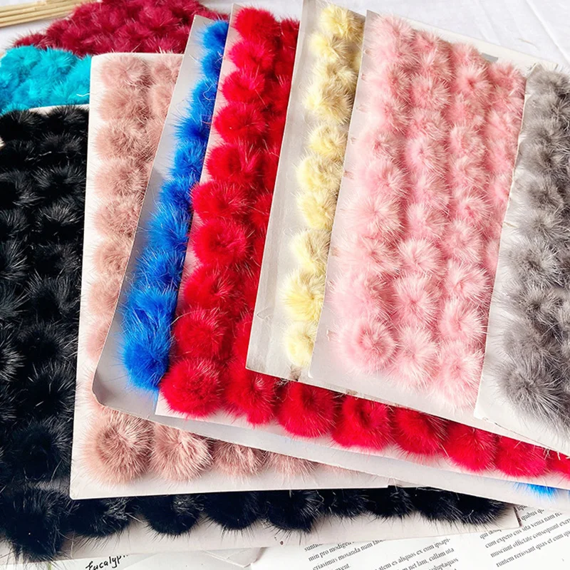 3cm Mink Pompones Fur Balls Solid Color Pompom DIY Creative Hand Craft Supplies Sewing On Clothes Hairball Accessories 5Pcs