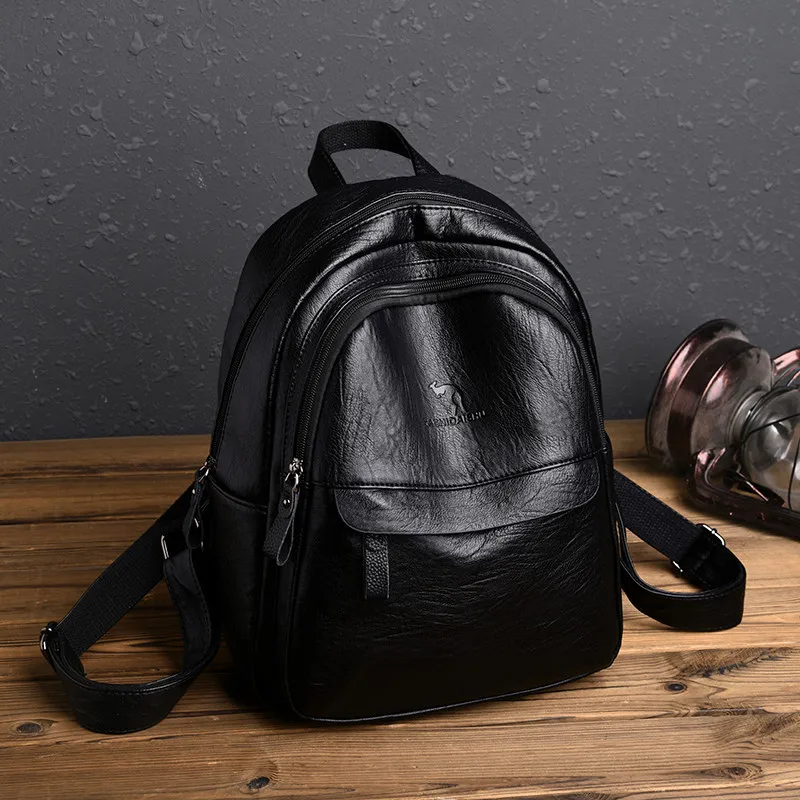 Casual Black PU Leather Female Backpack Women Back Pack Large Capacity College Travel Bag for Girls Leisure Ladies Shoulder Bags Casual Black PU Leather Female Backpack Women Back Pack Large Capacity College Travel Bag for Girls Leisure Ladies Shoulder Bags