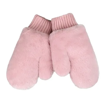 

Women Winter Gloves Warm Lining - Cozy Knitted Wool Gloves For Girls Real Rabbit Fur Pompom Mittens Fingerless Gloves #YL5