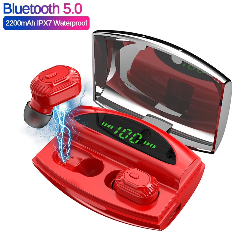 

XG20 TWS Bluetooth Wireless Earphones In-Earphones Power Display Mini Sport 5D Stereo Cordless Earbuds 2200mAh Power Bank