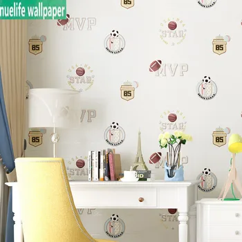 

Mediterranean style children's room wallpaper boy football bedroom non-woven wallpaper cartoon football background wallpaper