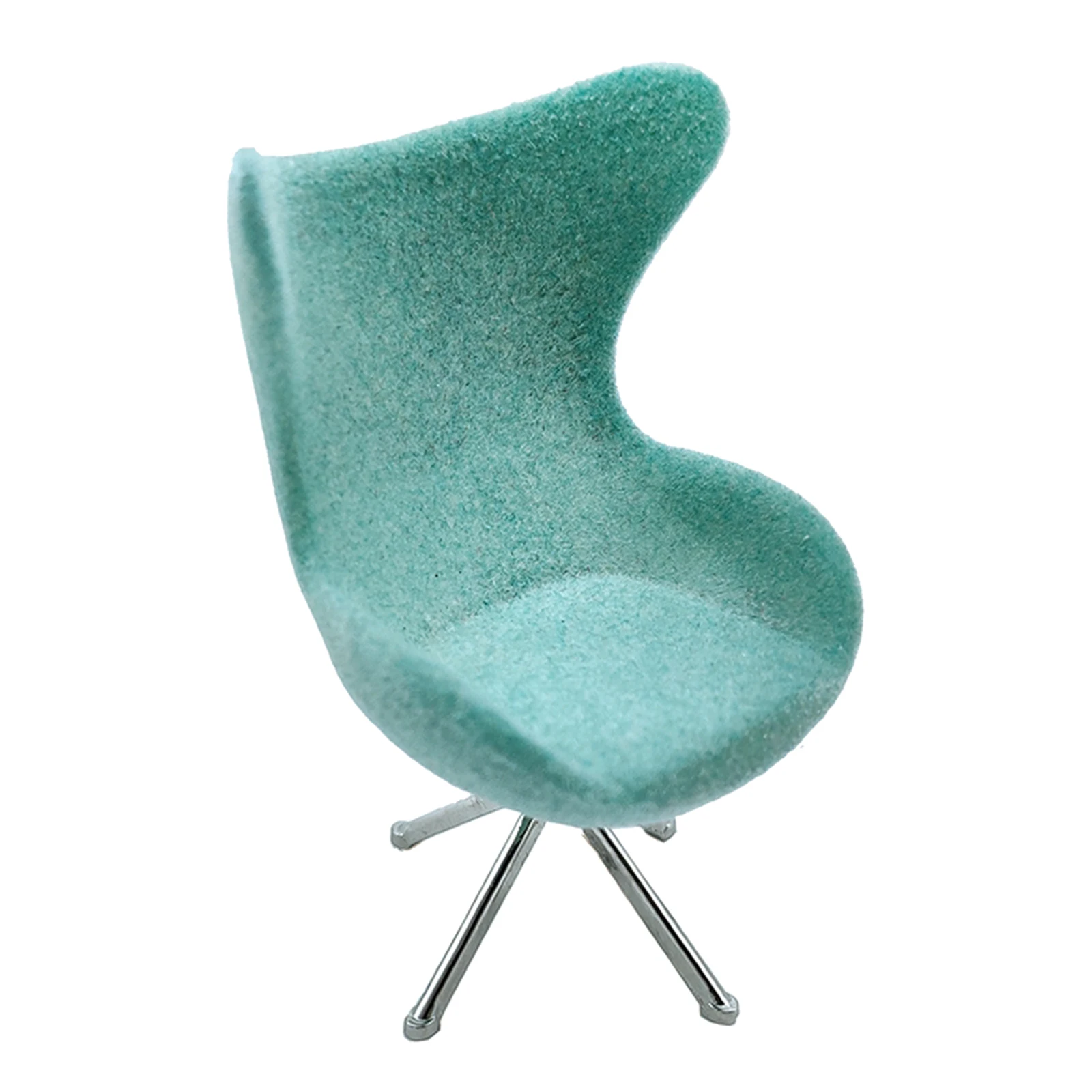 Miniature Mini Modern Green Plastic Office High Back Swan Chair for 1/12 Scale DollHouse Furniture Home Decor