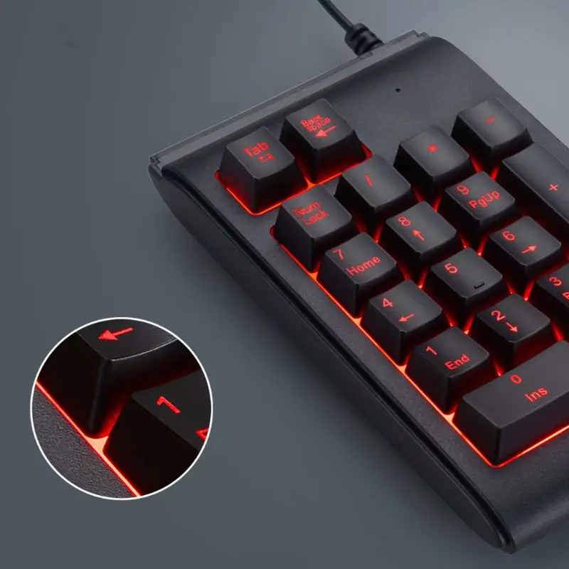 Трехцветная Проводная клавиатура RGB с подсветкой USB водонепроницаемая цифровая