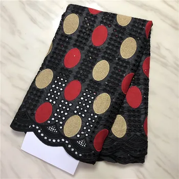 

Nigerian Lace Fabric High Black Quality Lace Fabric Bazin Rich African With Stones Nigerian French Lace Fabric PL005