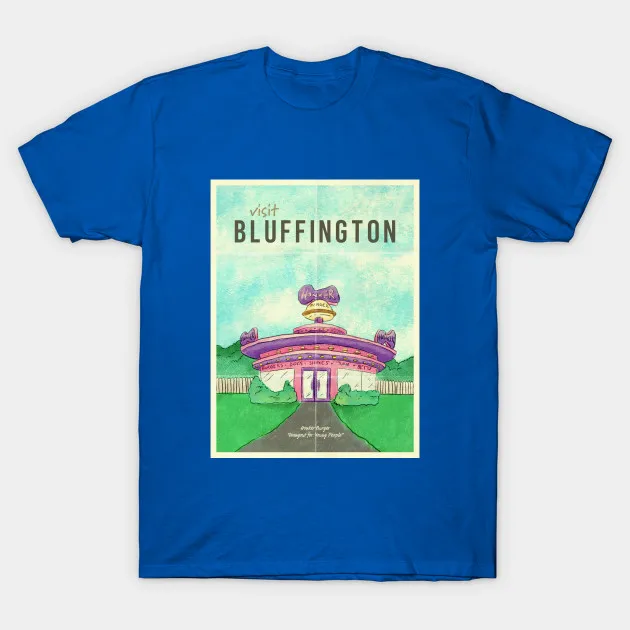 Мужская футболка Bluffington's Honker Burger дорожный постер от neaandthebeard для женщин и мужчин