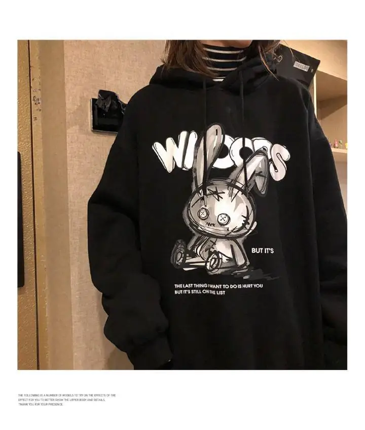 QWEEK Gothic Harajuku Hoodies Women Streetwear Dark Rabbit Bunny Print Long Sleeve Black Tops Mall Goth Clothing Alt 2021 Autumn QWEEK Gothic Harajuku Hoodies Women Streetwear Dark Rabbit Bunny Print Long Sleeve Black Tops Mall Goth Clothing Alt 2021 Autumn