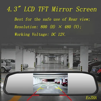 

EzZHA 4.3 inch Car HD Rearview Mirror Monitor CCD Video Auto Parking Assistance LED Night Vision Reversing Rear View Camera