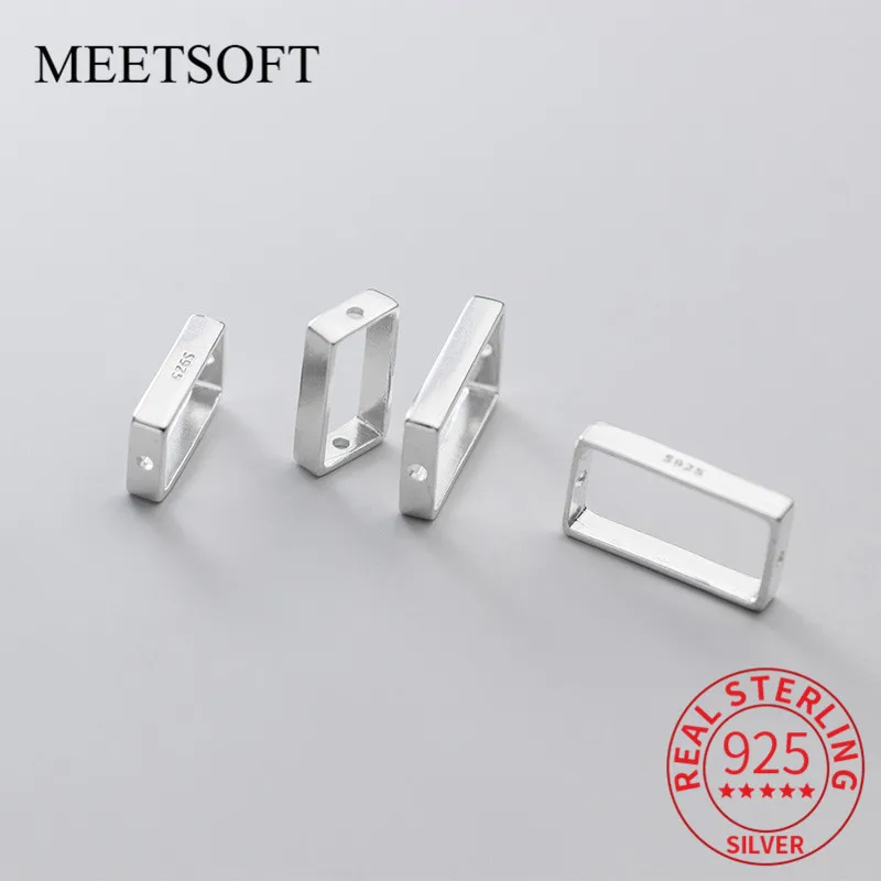 

MEETSOFT Classic S925 Sterling Silver Square bead frame Charms of DIY Handmade Making Jewelry Components Bracelect Accessory